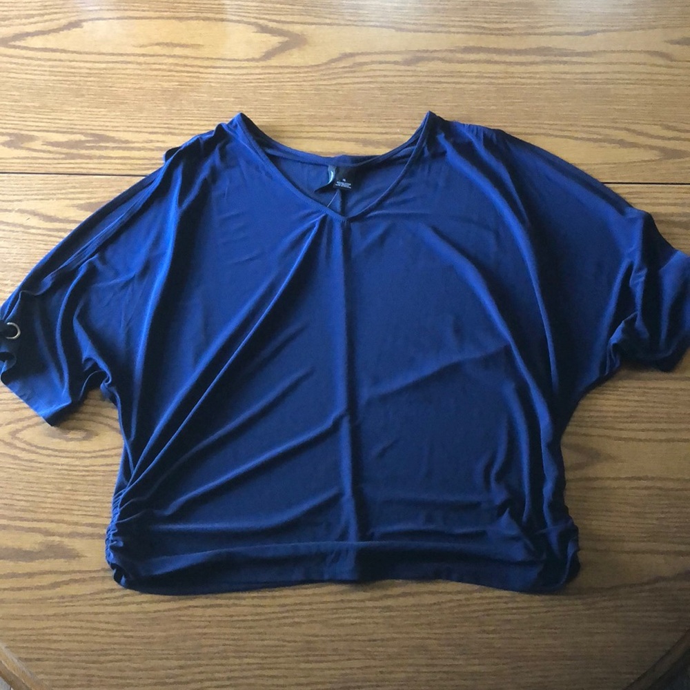 NWT new directions split sleeve navy blouse XL
